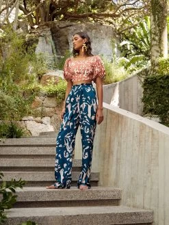 Diarrablu 30 Leer Pants - Batik Blu