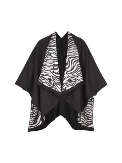 Reversible Amy Ben Poncho - Zari Black -Diarrablu reversible wool poncho zari 246173