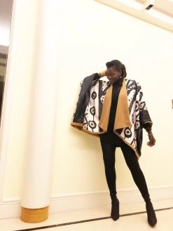 Reversible Amy Ben Poncho - Sini Gold -Diarrablu sini reversible wool poncho 616607