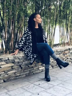 Reversible Amy Ben Poncho - Sokhna Black -Diarrablu sokhna reversible wool poncho 616523