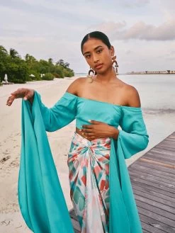 Sustainable Kinu Top - Solid Aqua -Diarrablu sustainable kinu top solid aqua 122316