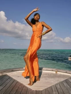 Sustainable Mailys Dress - Solid Coral -Diarrablu sustainable mailys dress solid coral 108880