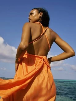 Sustainable Mailys Dress - Solid Coral -Diarrablu sustainable mailys dress solid coral 210152