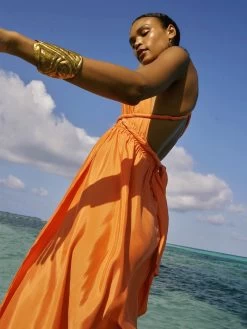 Sustainable Mailys Dress - Solid Coral -Diarrablu sustainable mailys dress solid coral 810747